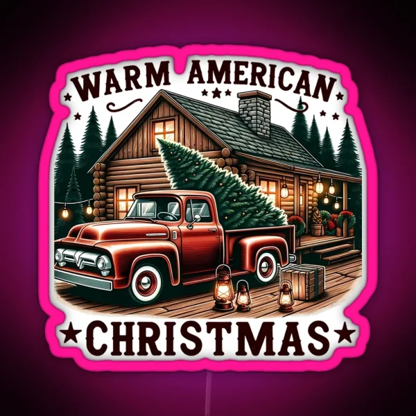 Rustic American Christmas RGB Neon Sign