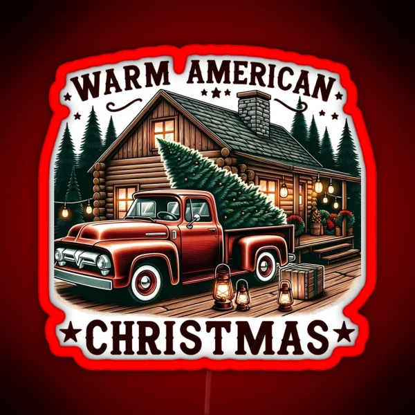 Rustic American Christmas RGB Neon Sign