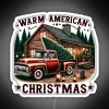 Rustic American Christmas RGB Neon Sign on White Background