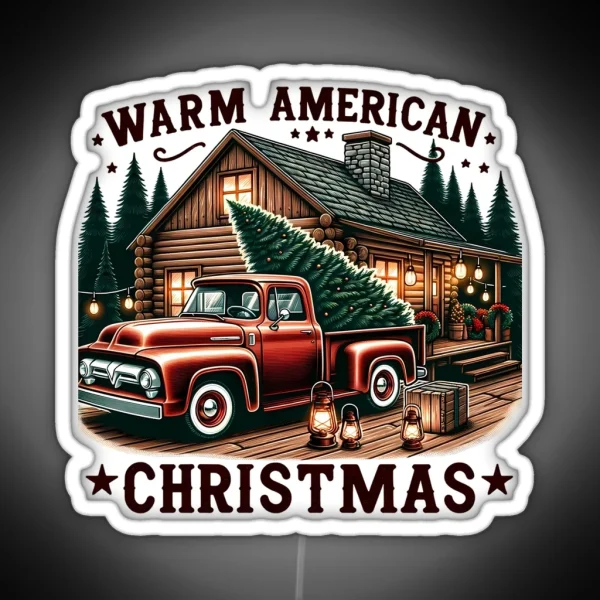Rustic American Christmas RGB Neon Sign