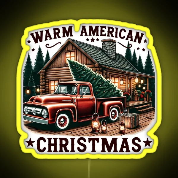 Rustic American Christmas RGB Neon Sign