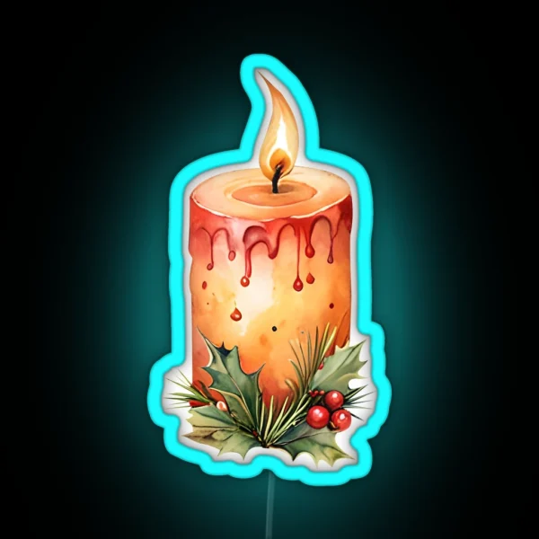 Rustic Christmas Candle Orange RGB Neon Sign