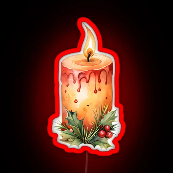 Rustic Christmas Candle Orange RGB Neon Sign