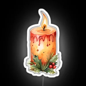 Rustic Christmas Candle Orange RGB Neon Sign