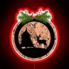 rustic christmas forest deer silhouette rgb neon sign red