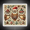 Rustic Christmas Owls in Santa Hats - RGB Neon Sign