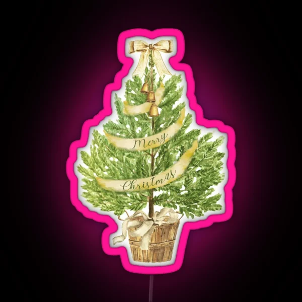 Rustic Christmas Tree RGB Neon Sign