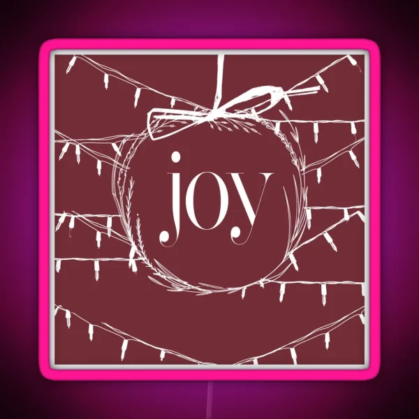Rustic Christmas Wreath RGB Neon Sign