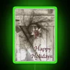 rustic country twig christmas wreath with rgb neon sign - green