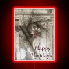 Rustic Country Twig Christmas Wreath with RGB Neon Sign in Red