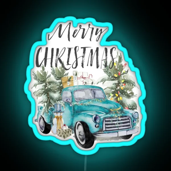 Rustic Farmhouse Christmas Truck RGB Neon Sign