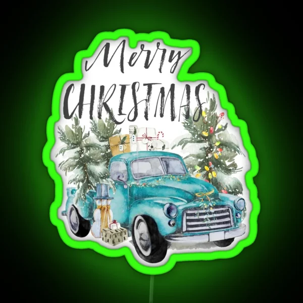 Rustic Farmhouse Christmas Truck RGB Neon Sign