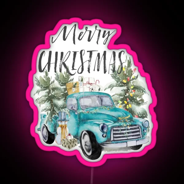 Rustic Farmhouse Christmas Truck RGB Neon Sign