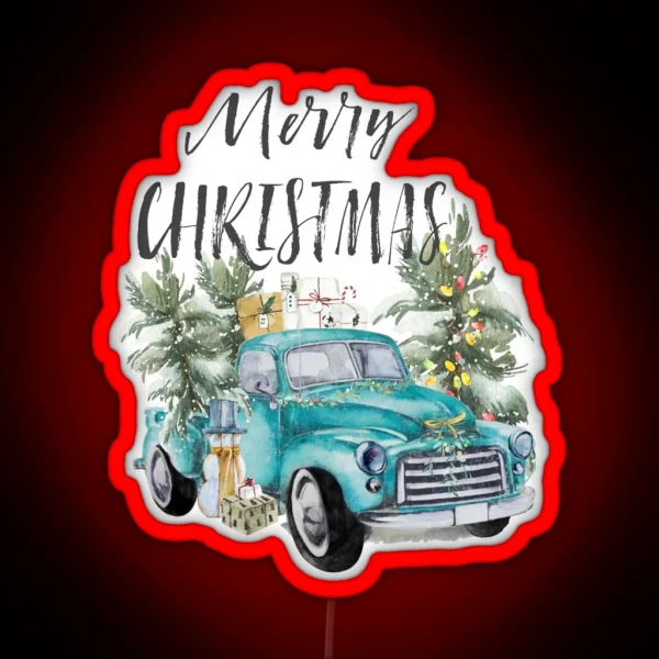 Rustic Farmhouse Christmas Truck RGB Neon Sign