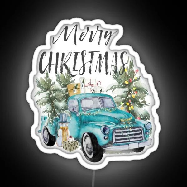 Rustic Farmhouse Christmas Truck RGB Neon Sign