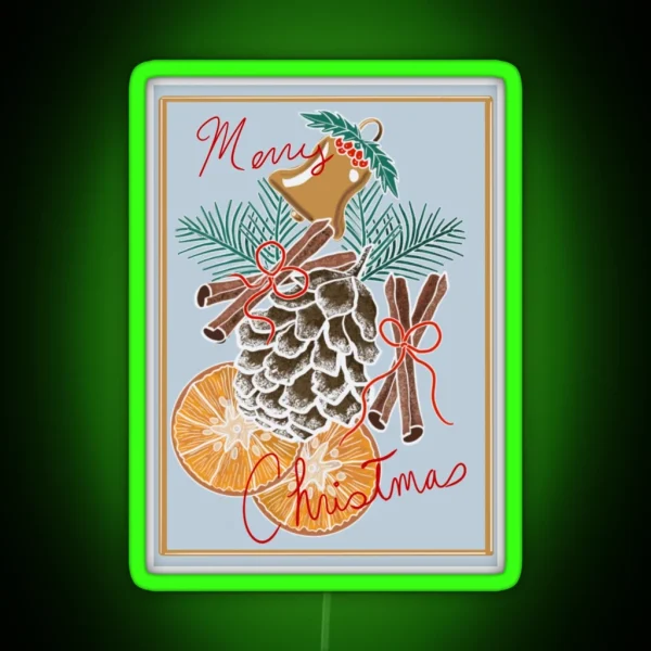 Rustic Merry Christmas RGB Neon Sign