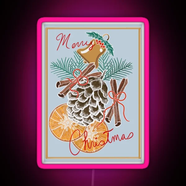 Rustic Merry Christmas RGB Neon Sign