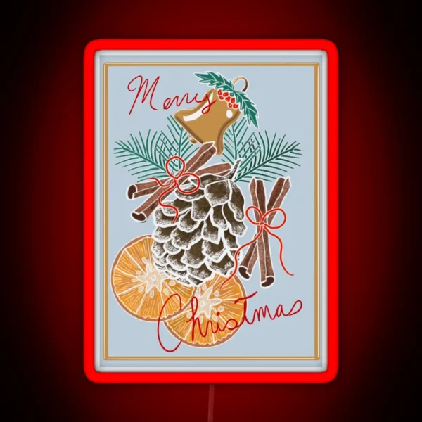 Rustic Merry Christmas RGB Neon Sign