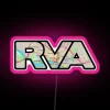 rva logo neon sign with pink rgb colors