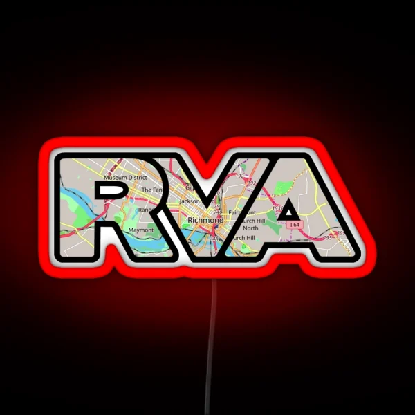 RVA Map Logo In Color RGB Neon Sign