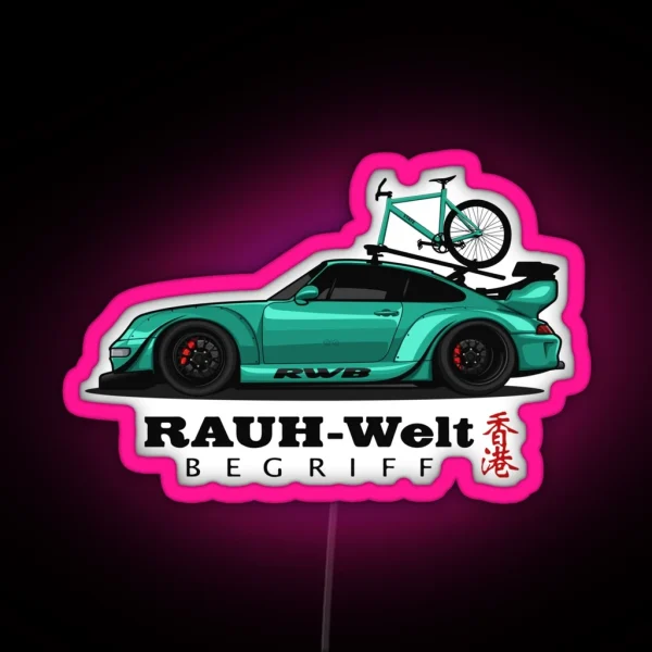 RWB 911 With Bike Roof Tosca RGB Neon Sign