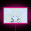 Satan neon sign with vibrant RGB lighting in pink