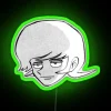 Ryo's iconic face neon sign in vibrant RGB colors.