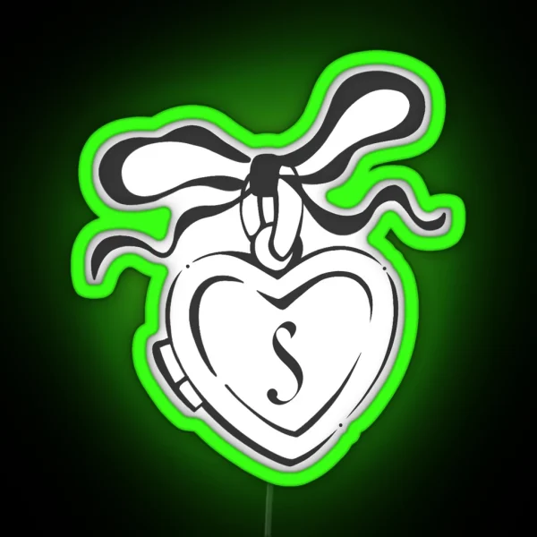 S Initial Heart Locket Alt Version RGB Neon Sign