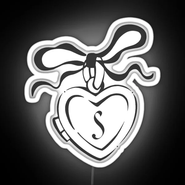 S Initial Heart Locket Alt Version RGB Neon Sign