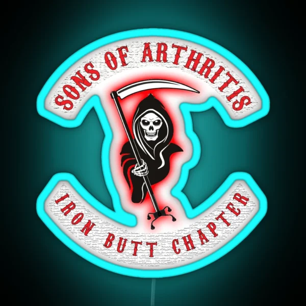 S O A Iron Butt Chapter Funny Seniors Biker Theme RGB Neon Sign