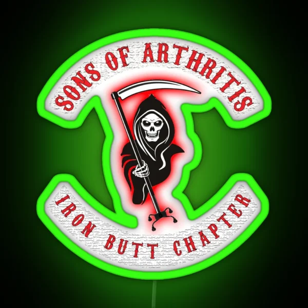 S O A Iron Butt Chapter Funny Seniors Biker Theme RGB Neon Sign