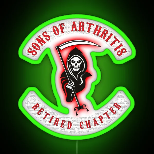 S O A Retired Chapter Funny Seniors Biker Theme RGB Neon Sign
