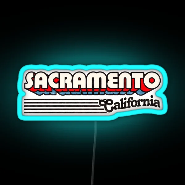 Sacramento California Retro Stripes RGB Neon Sign
