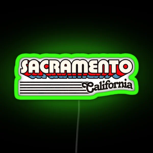 Sacramento California Retro Stripes RGB Neon Sign