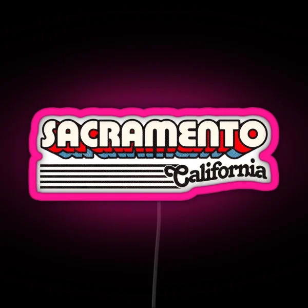 Sacramento California Retro Stripes RGB Neon Sign