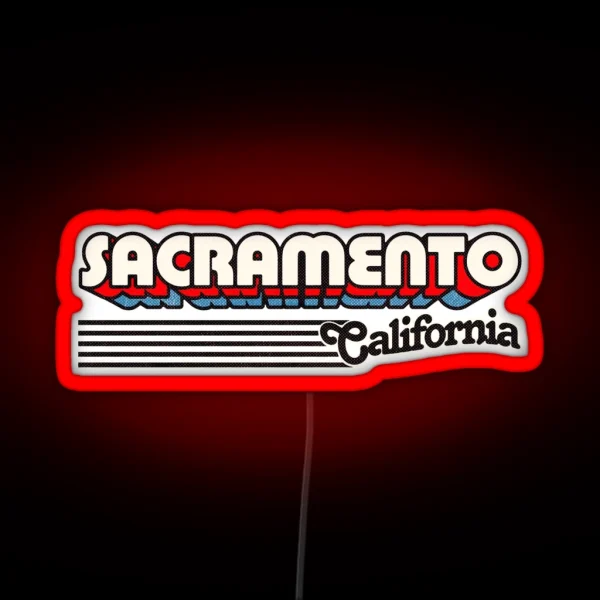 Sacramento California Retro Stripes RGB Neon Sign