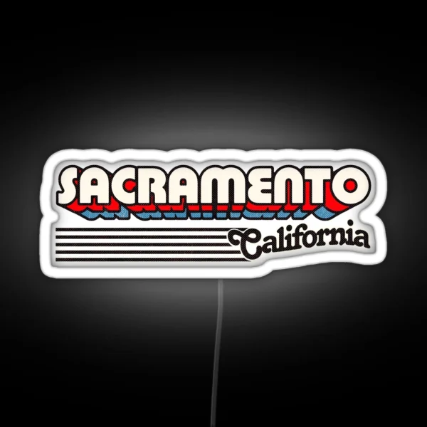 Sacramento California Retro Stripes RGB Neon Sign