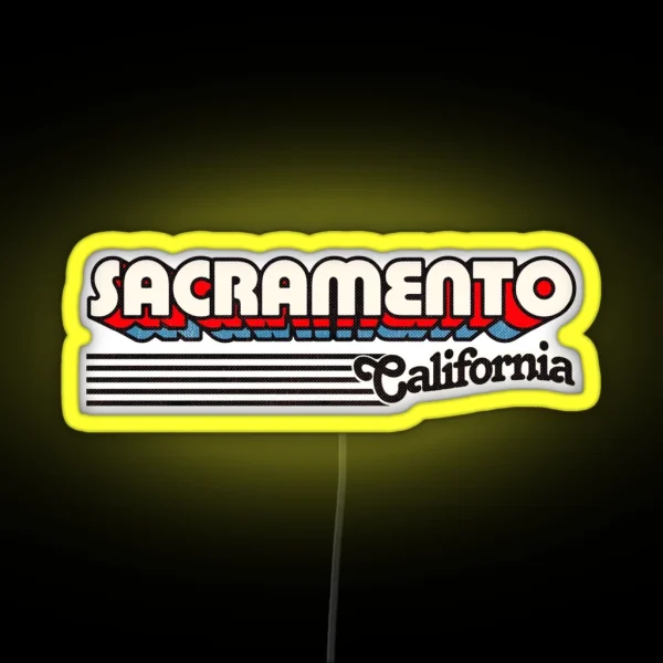 Sacramento California Retro Stripes RGB Neon Sign