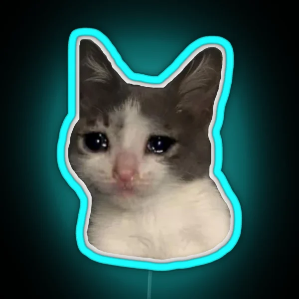 Sad Cat Looking At Your Soul RGB Neon Sign