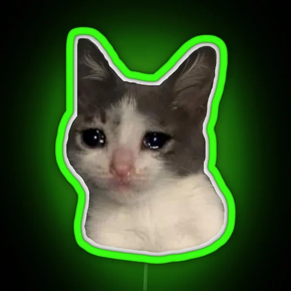 Sad Cat Looking At Your Soul RGB Neon Sign