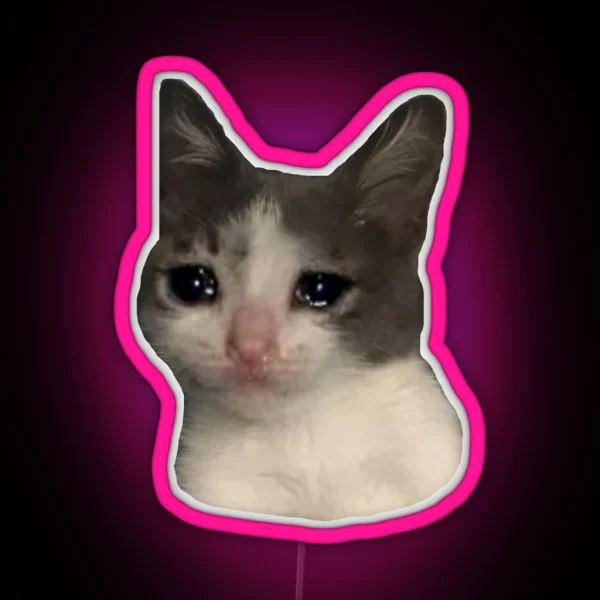 Sad Cat Looking At Your Soul RGB Neon Sign