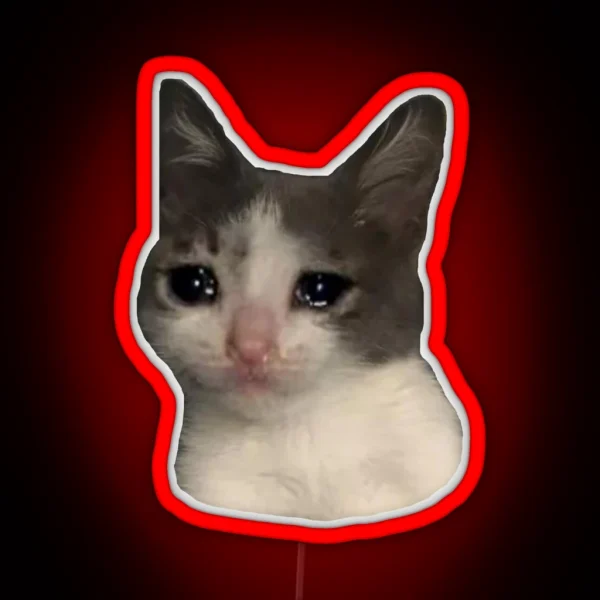 Sad Cat Looking At Your Soul RGB Neon Sign