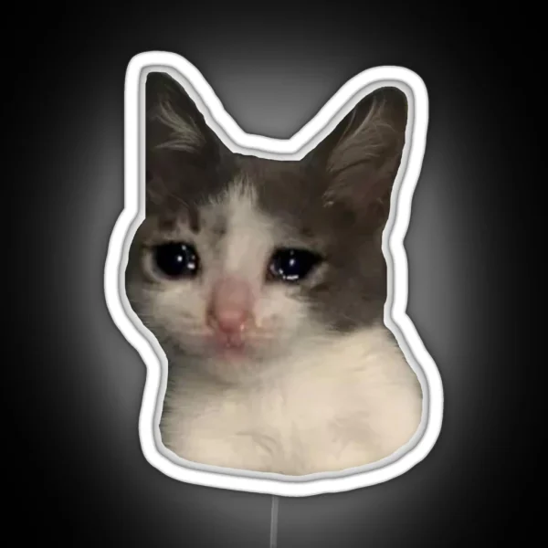 Sad Cat Looking At Your Soul RGB Neon Sign
