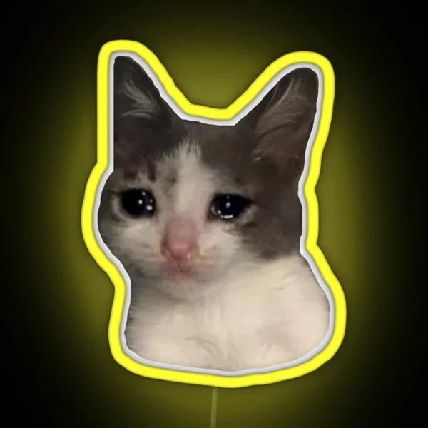 Sad Cat Looking At Your Soul RGB Neon Sign