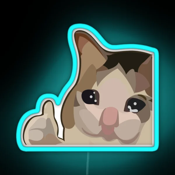 Sad Cat Meme Ok RGB Neon Sign