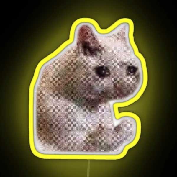 Sad Cat Meme RGB Neon Sign