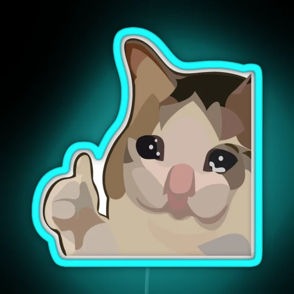 Sad Cat Thumbs Up Meme Led RGB Neon Sign