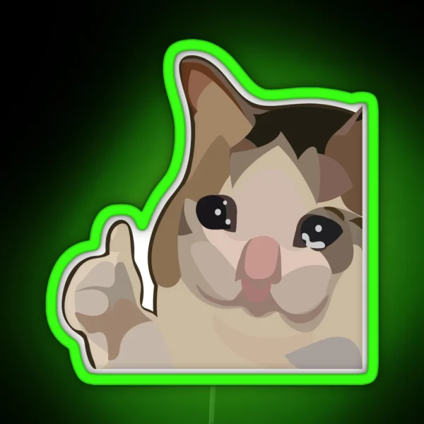 Sad Cat Thumbs Up Meme Led RGB Neon Sign