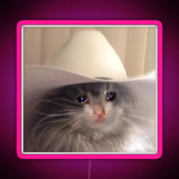 Sad Cowboy Cat RGB Neon Sign
