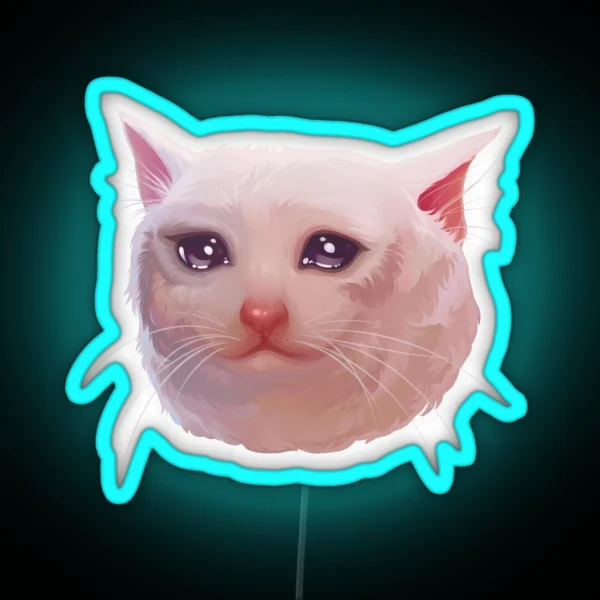 Sad Crying Cat Meme RGB Neon Sign